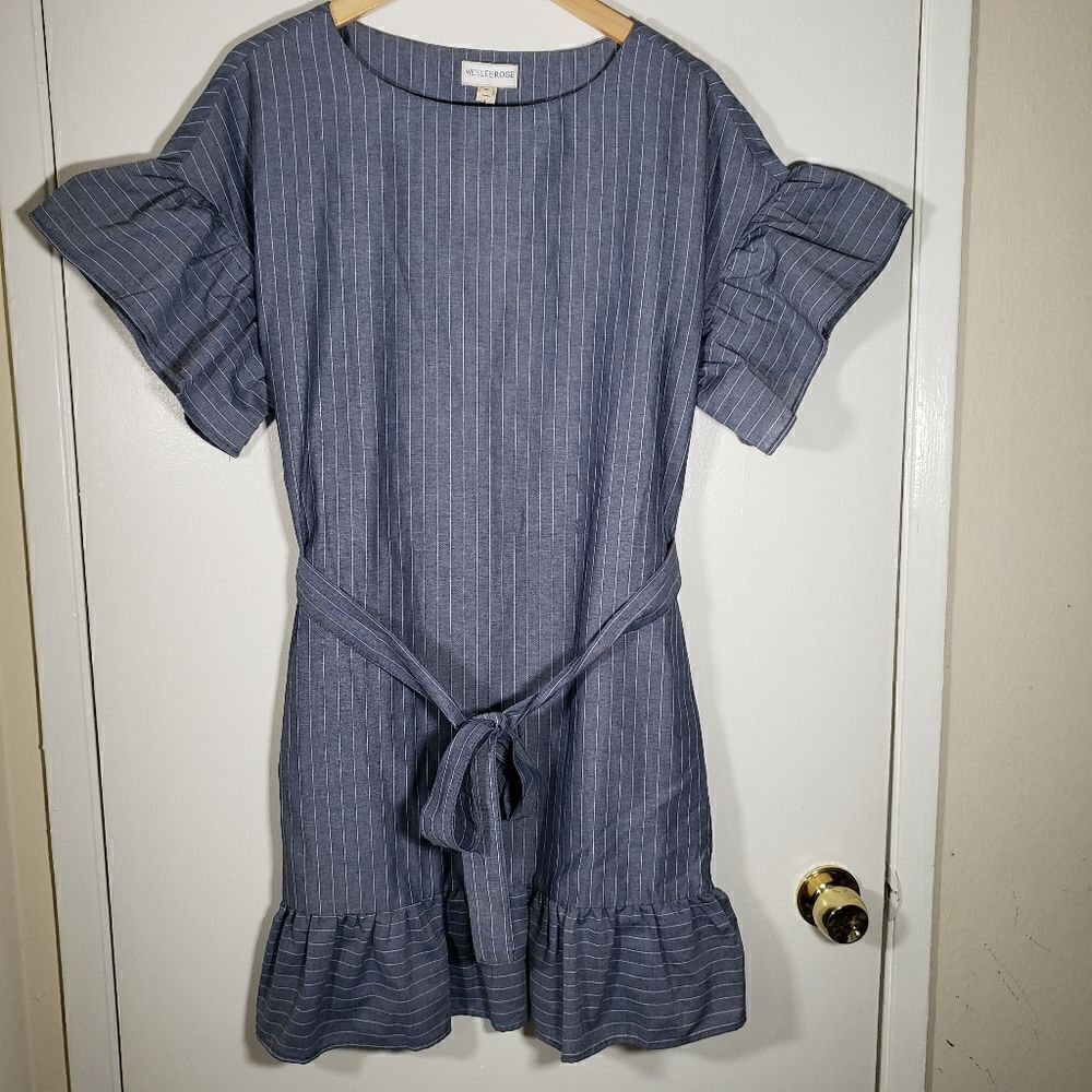 Wesleerose Cotton Blend Statement Sleeve Fall Casual Dress NWT Size M